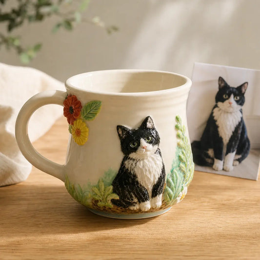 Individueller Relief-Becher nach Fotovorlage – Handgefertigte 3D-Keramikkunst (480ml) – Ansicht 2