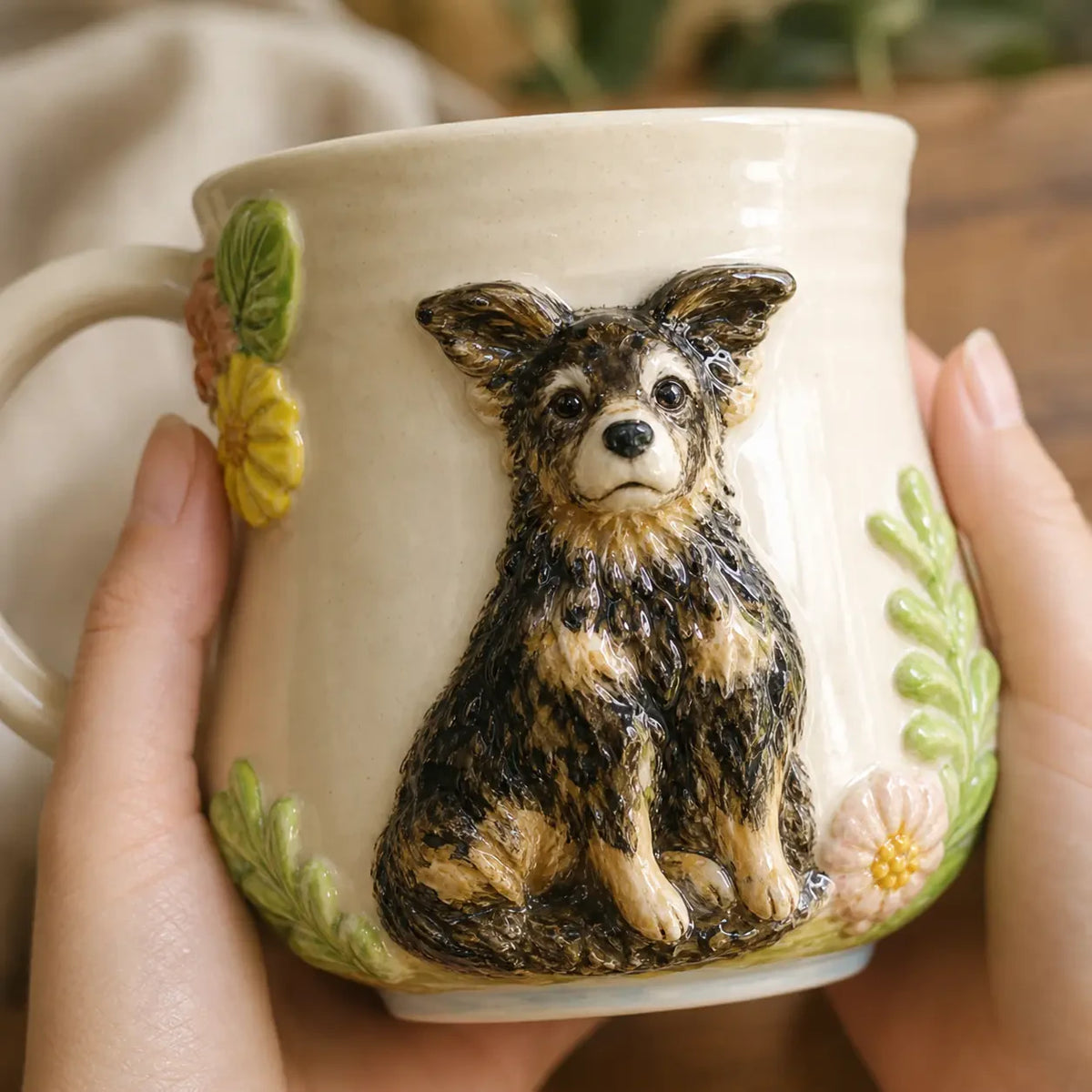 Individueller Relief-Becher nach Fotovorlage – Handgefertigte 3D-Keramikkunst (480ml) – Ansicht 3