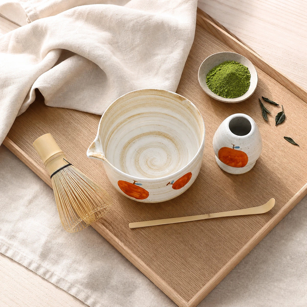 Individuelles Matcha-Set mit Wunschmotiv – Handbemaltes Unikat (4-teilig) – Ansicht 4