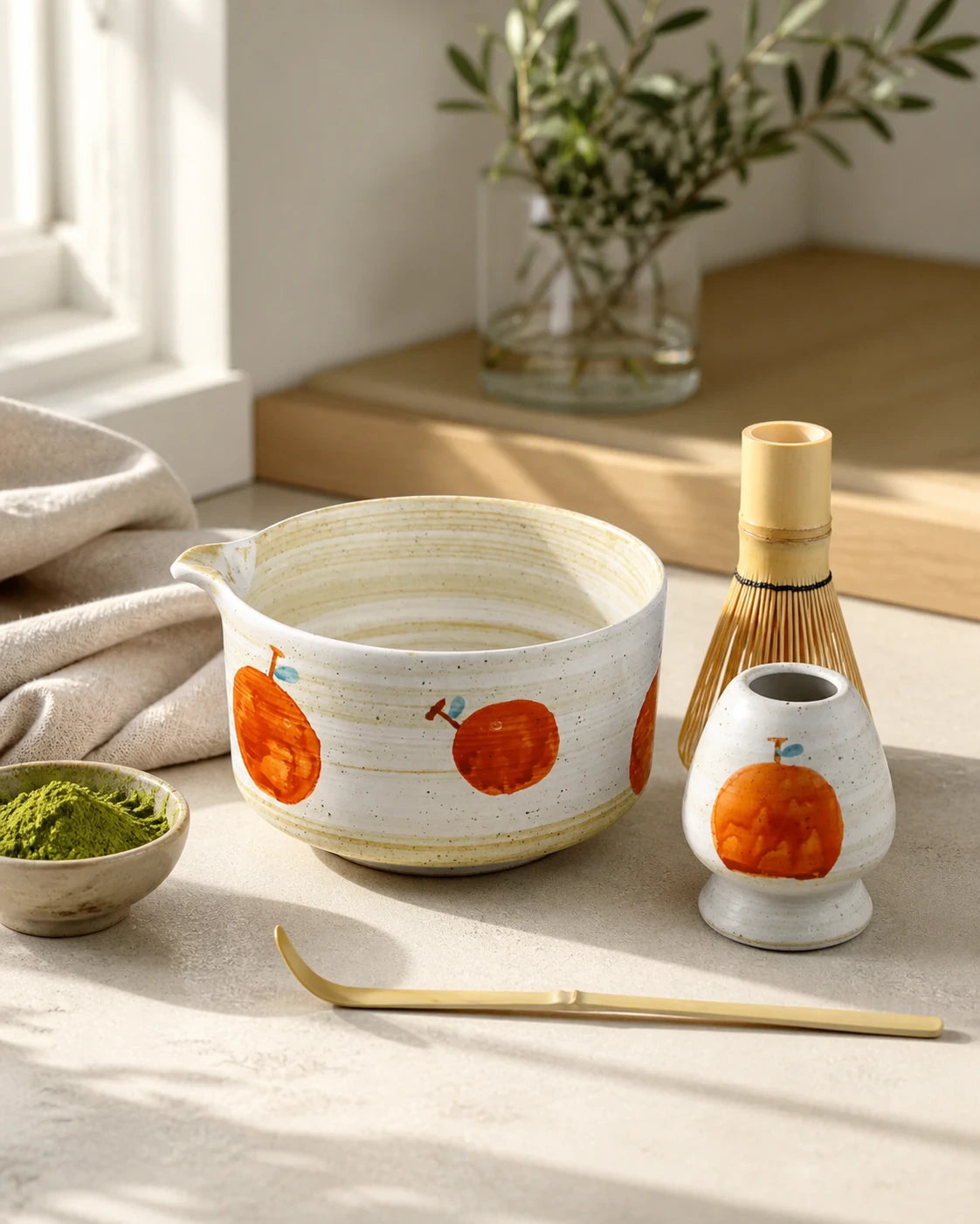 Individuelles Matcha-Set mit Wunschmotiv – Handbemaltes Unikat (4-teilig) – Ansicht 5