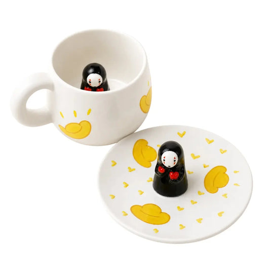 Exklusives Geschenkset "Ohnegesicht" – Handgefertigte 3D-Tasse & Schmuckschale (2-teilig) – Ansicht 1